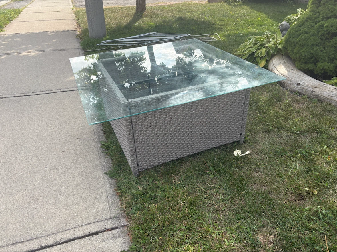 Wicker Patio Coffee Table with Glass Top - photo 2