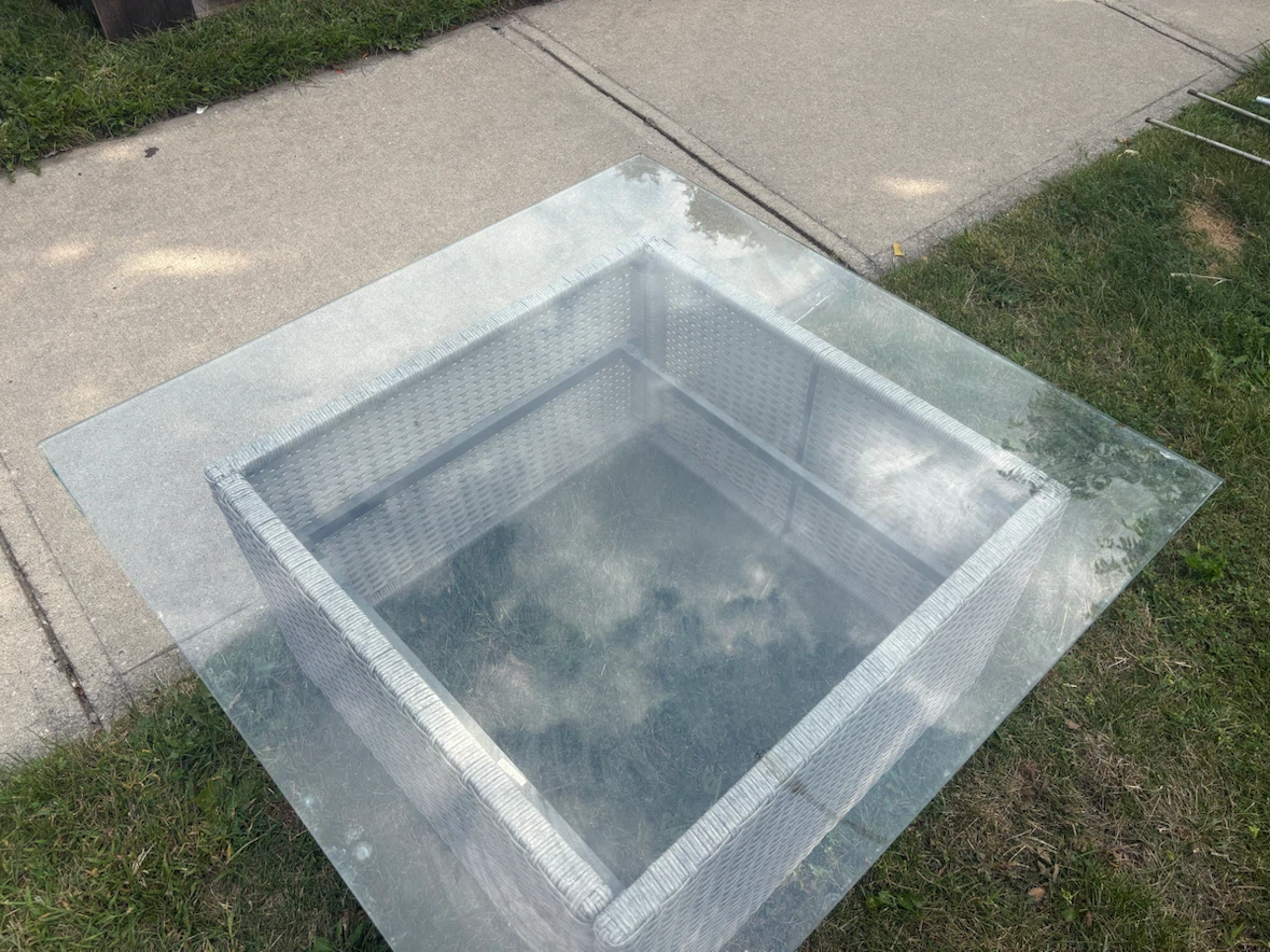 Wicker Patio Coffee Table with Glass Top - photo 3