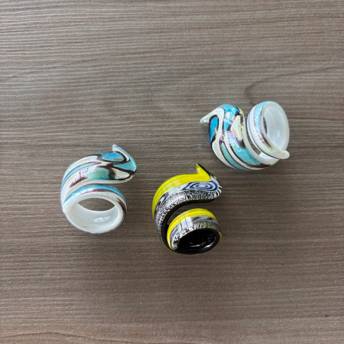 Set of 3 Murano Glass Napkin Rings