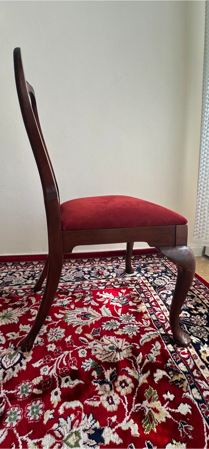 Wooden Dining Chairs with Red Upholstery - Set of 4 - photo 3