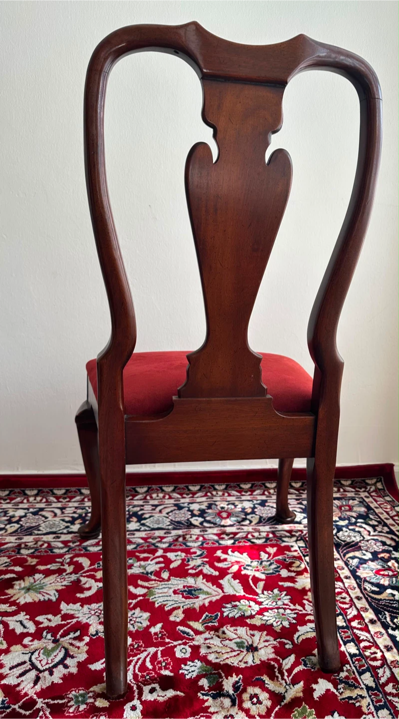 Wooden Dining Chairs with Red Upholstery - Set of 4 - photo 4