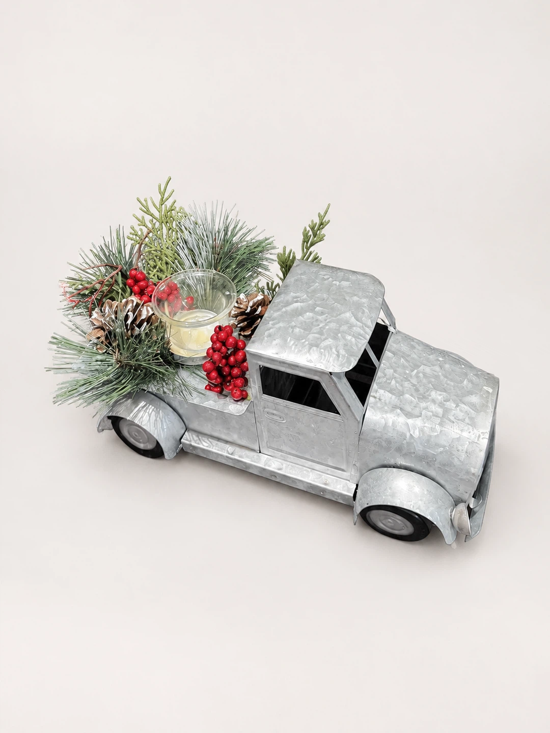 Galvanized Metal Christmas Truck Centerpiece