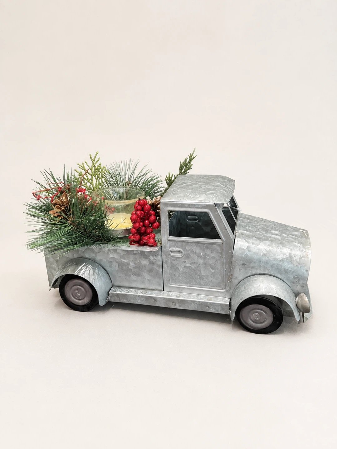 Galvanized Metal Christmas Truck Centerpiece - photo 2