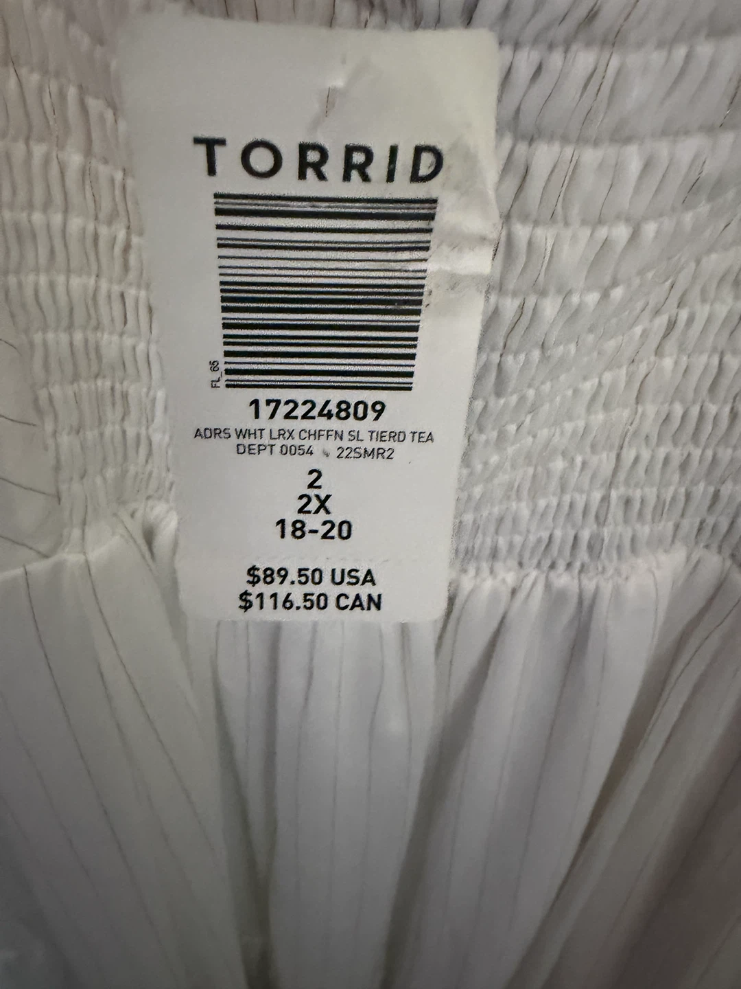 New with tag. Torrid White Tiered Dress Size 2 - photo 3