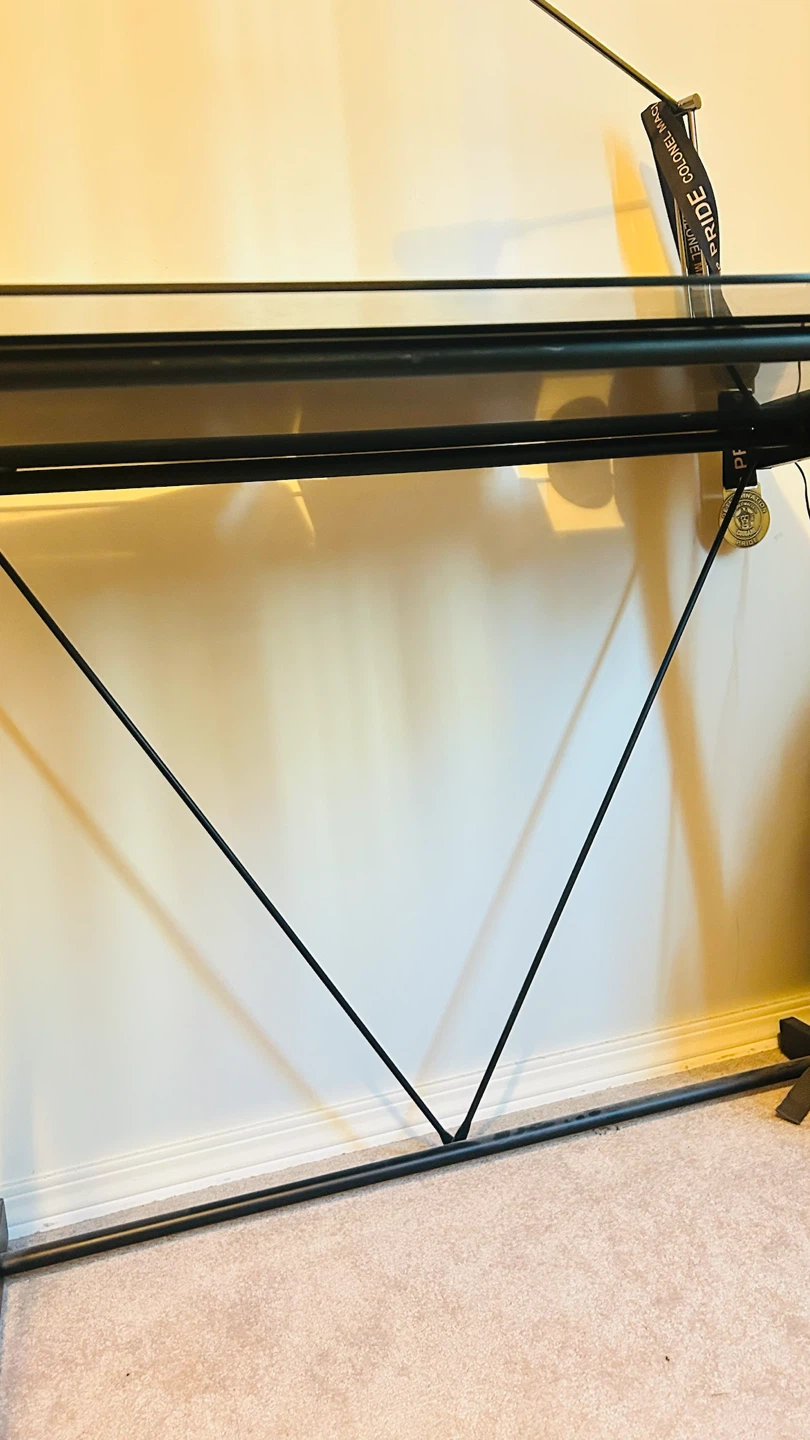 Black glass top desk with metal frame - photo 4