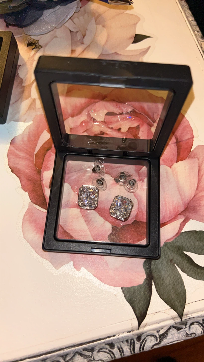 NEW Cubic Zirconia Silver Halo Stud Earrings