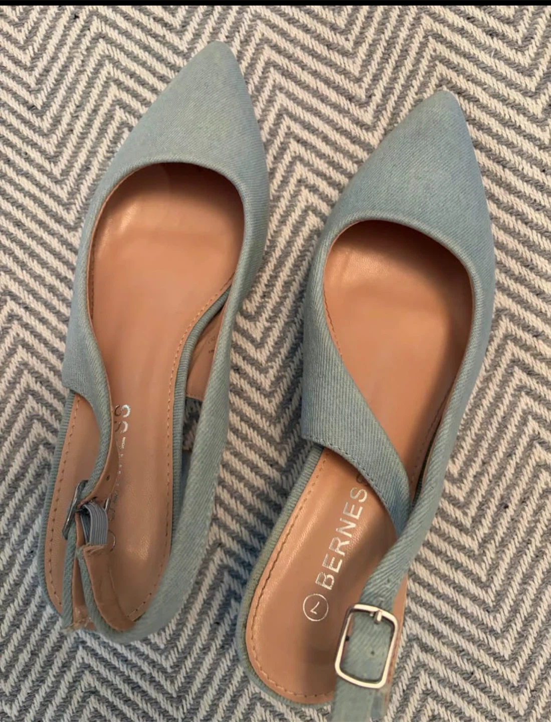 Light Blue Denim Slingback Heels - photo 2