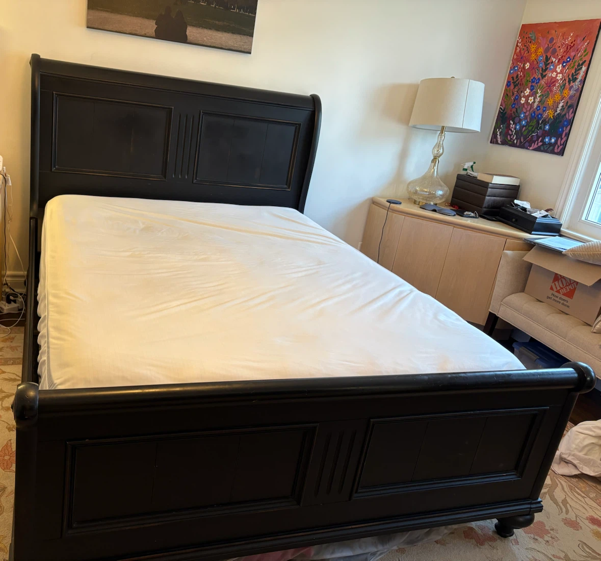 Ethan Allen Black Wooden Bed Frame - Queen size