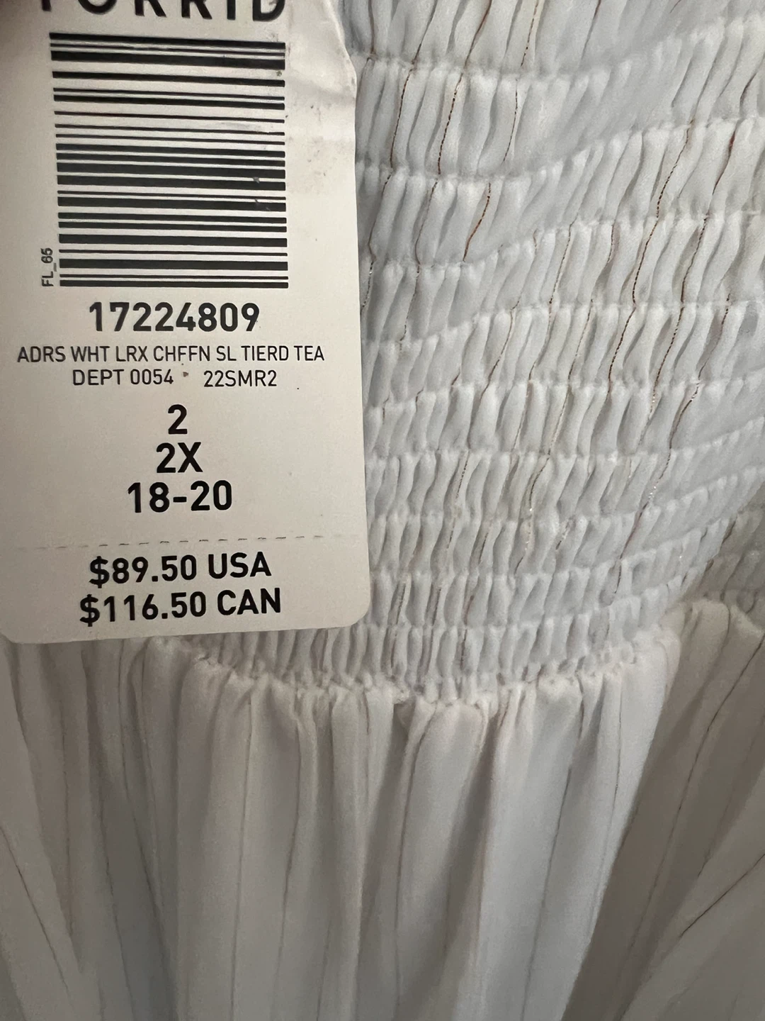 New with tag. Torrid White Tiered Dress Size 2 - photo 5