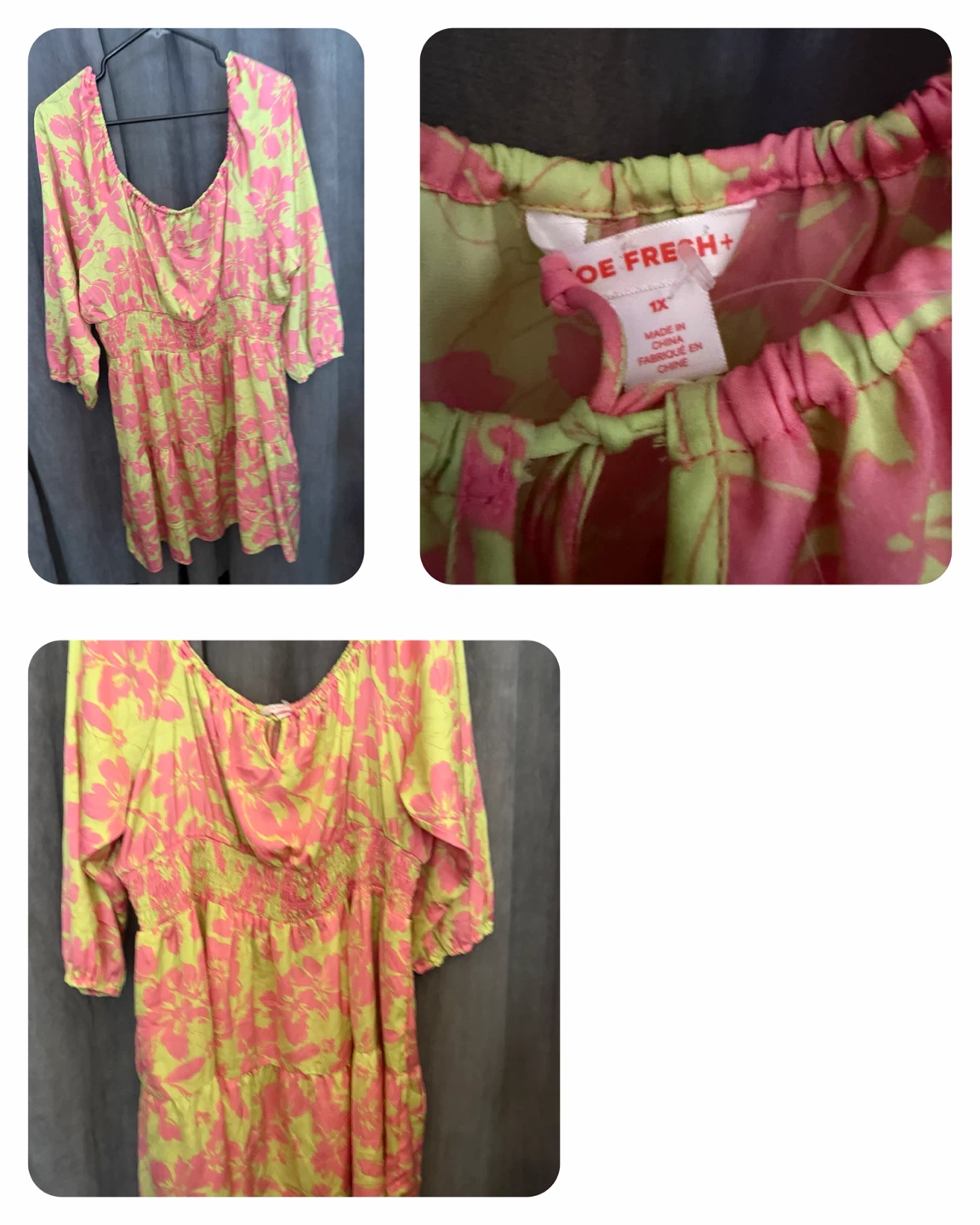 NWOT Joe Fresh+ Pink and Green Floral Dress Size 1X