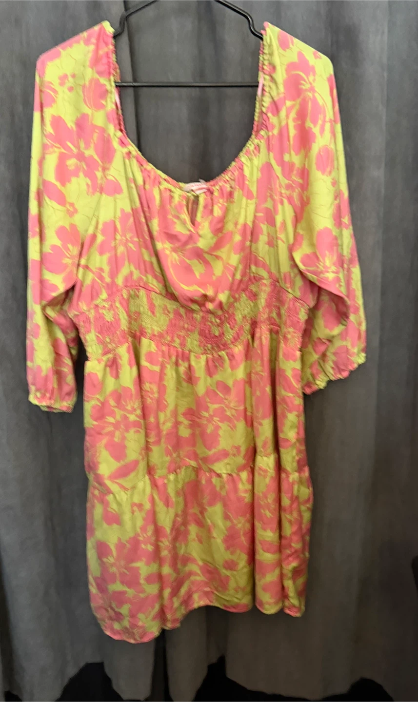 NWOT Joe Fresh+ Pink and Green Floral Dress Size 1X - photo 2