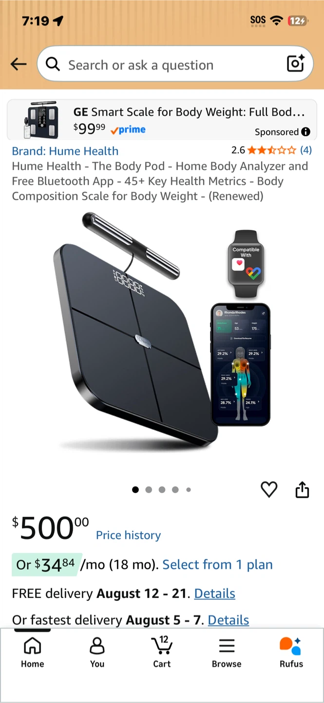 Hume Health The Body Pod Home Body Analyzer