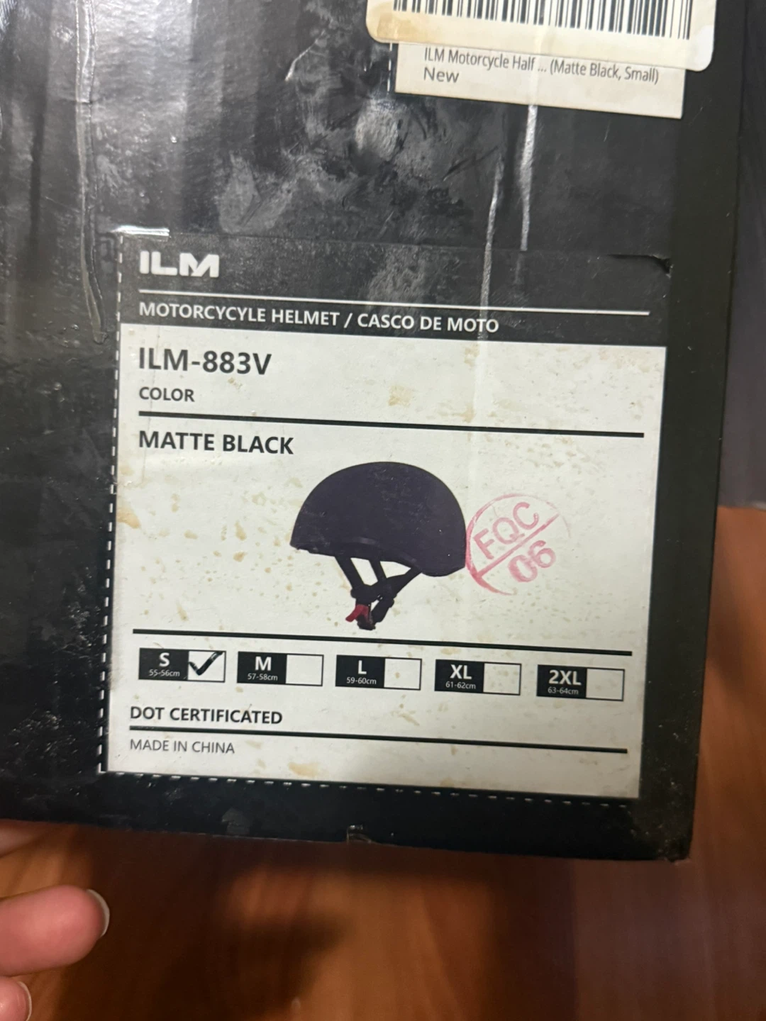 ILM Motorcycle Half Helmet - Matte Black - Size S