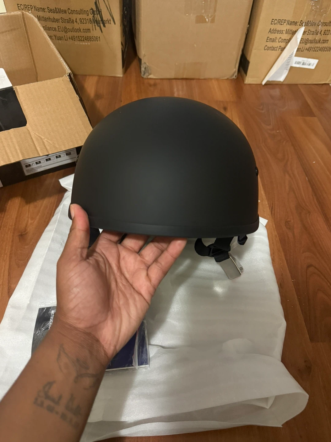 ILM Motorcycle Half Helmet - Matte Black - Size S - photo 2
