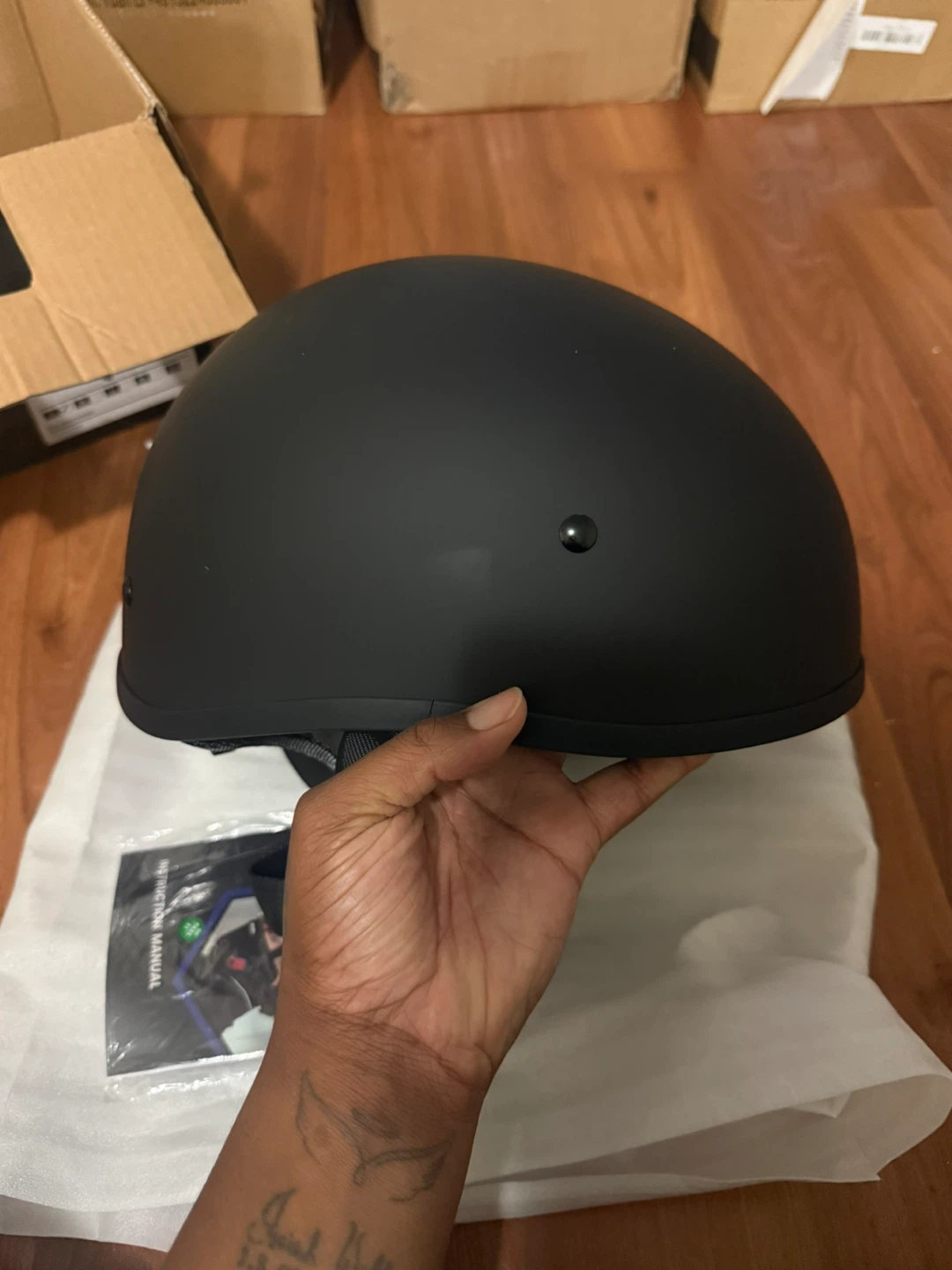 ILM Motorcycle Half Helmet - Matte Black - Size S - photo 3