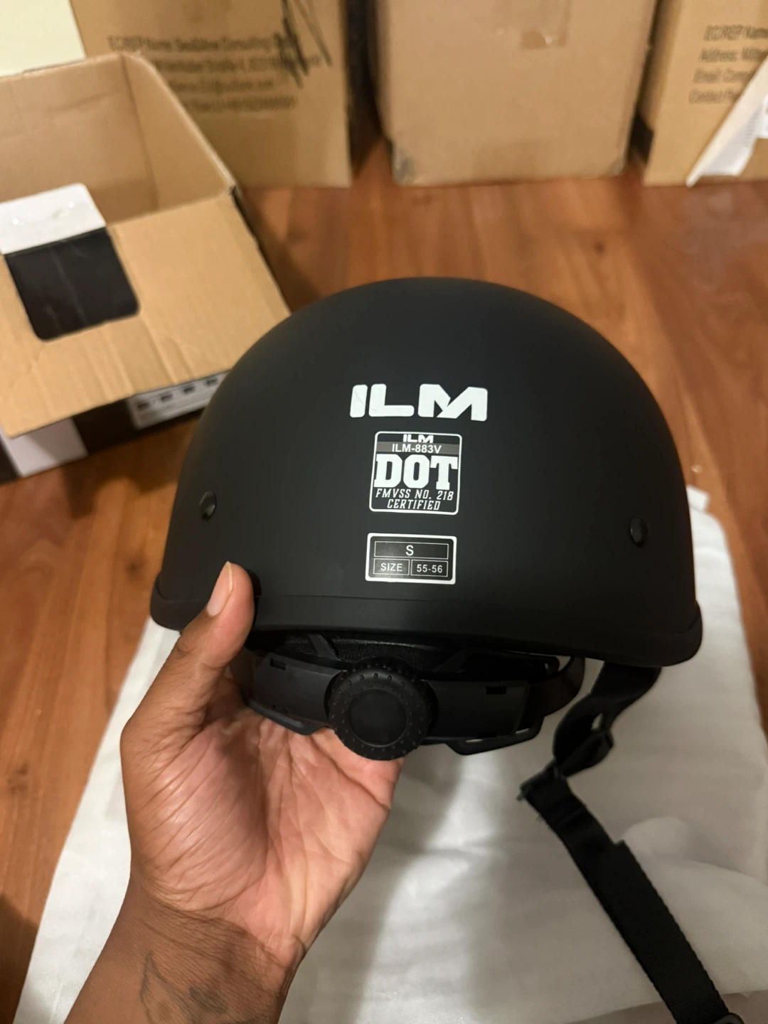 ILM Motorcycle Half Helmet - Matte Black - Size S - photo 4
