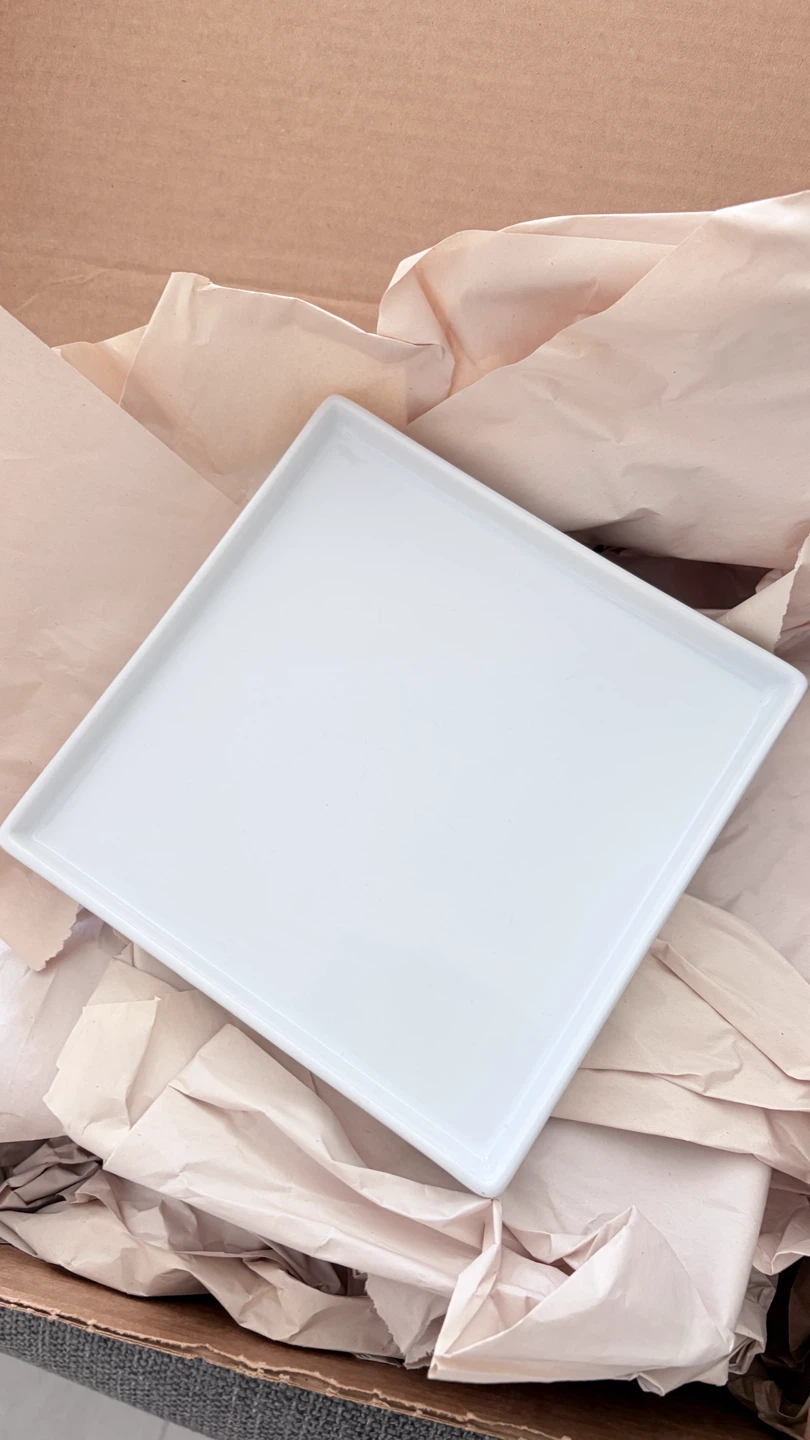 6 pcs CB2 White Bento Square Porcelain Plate