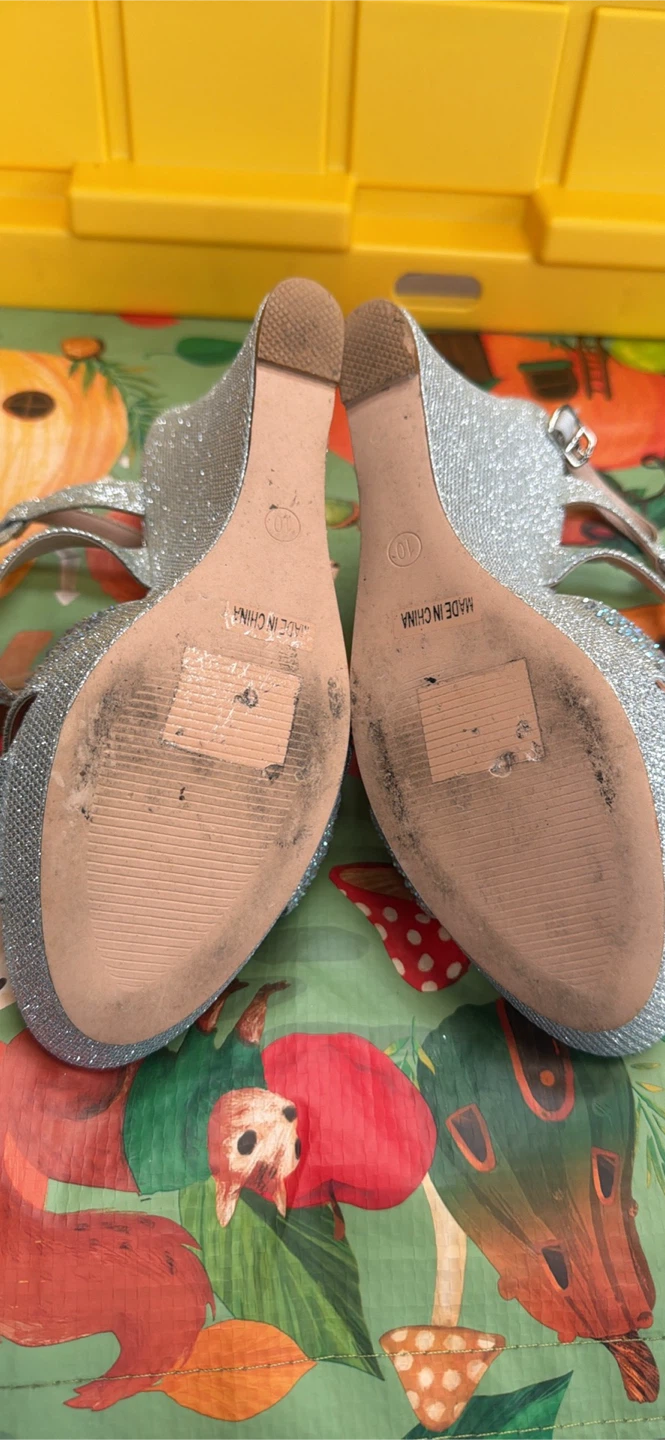 De Blossom Collection Silver Glitter Wedge Heels - photo 2