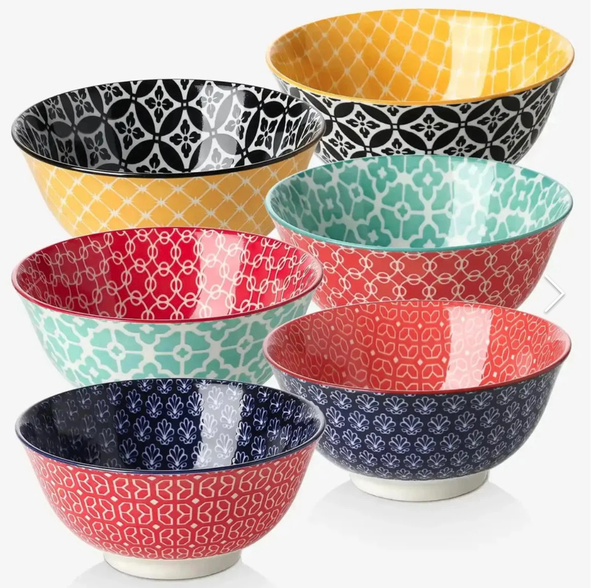 6pcs Moroccan Style Porcelain Cereal Bowls (23oz)