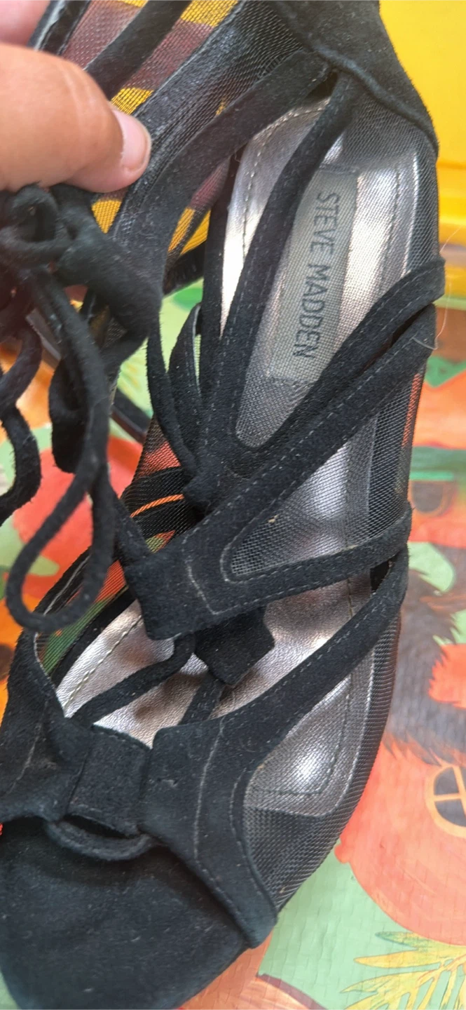 Steve Madden Black Mesh Lace-Up Heels - photo 2