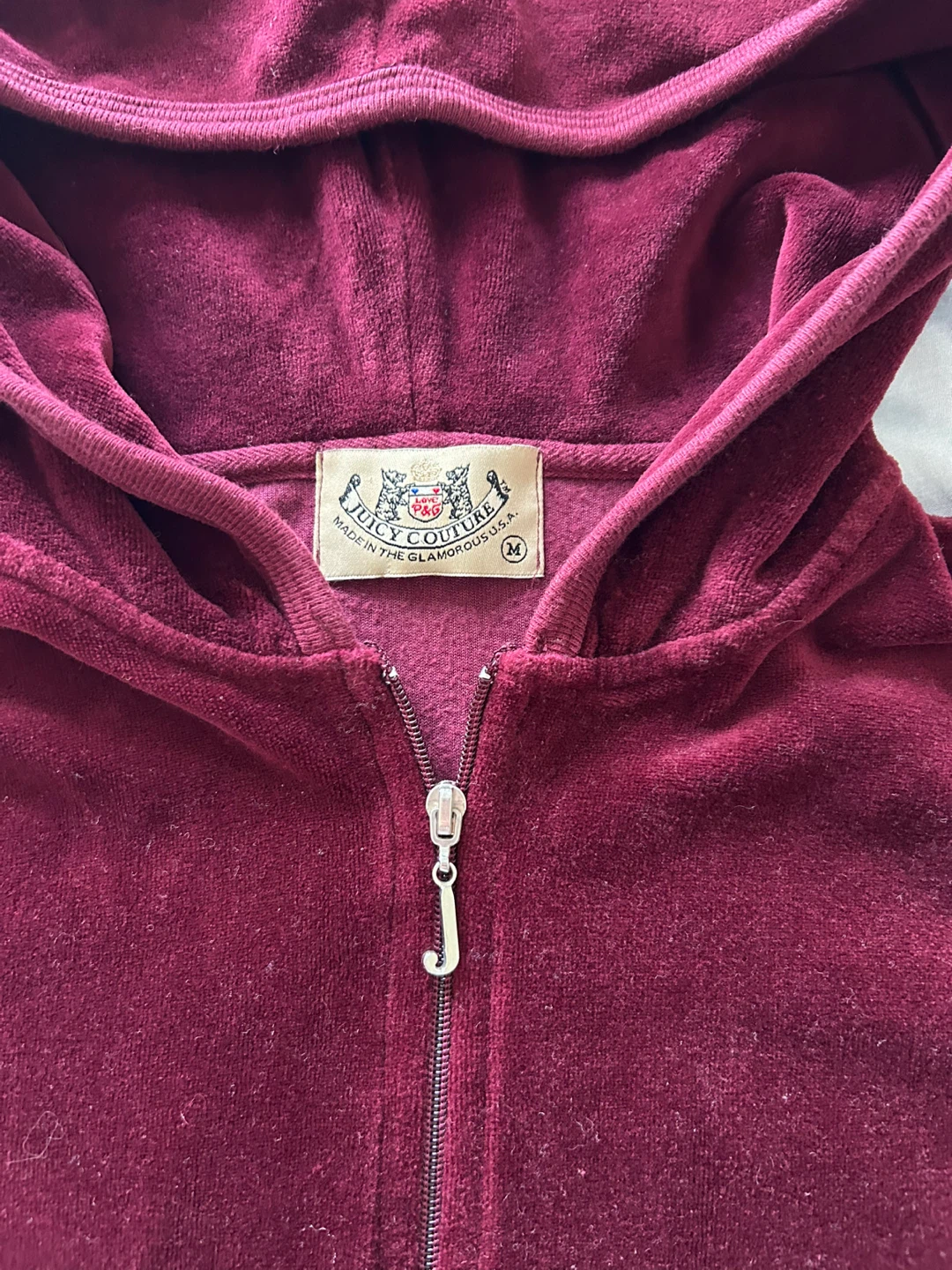 Juicy Couture Velour Hoodie Burgundy Size M - photo 3