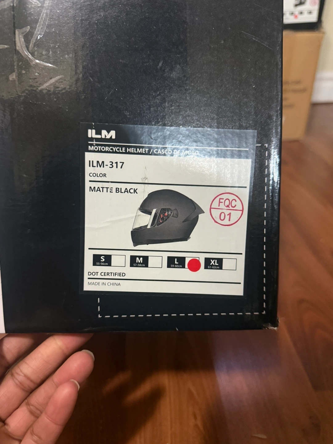 ILM Motorcycle Helmet Matte Black Size Large