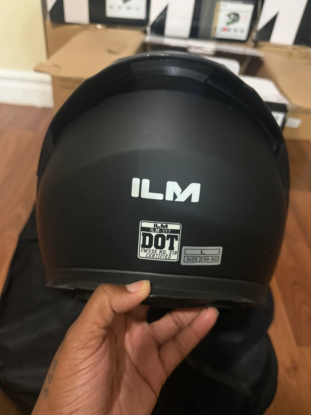 ILM Motorcycle Helmet Matte Black Size Large - photo 4