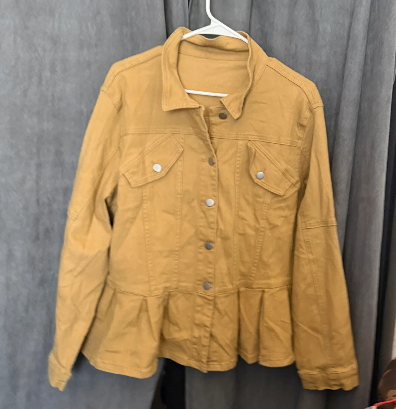 NWOT plus size 3X Yellow Denim Peplum Jacket - photo 2