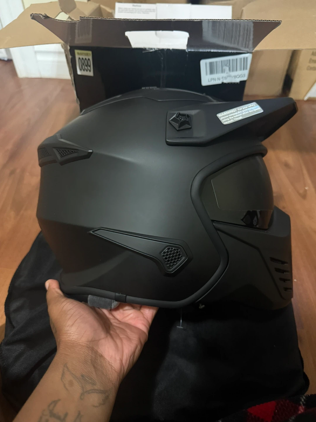 ILM Matte Black Motorcycle Helmet - photo 3