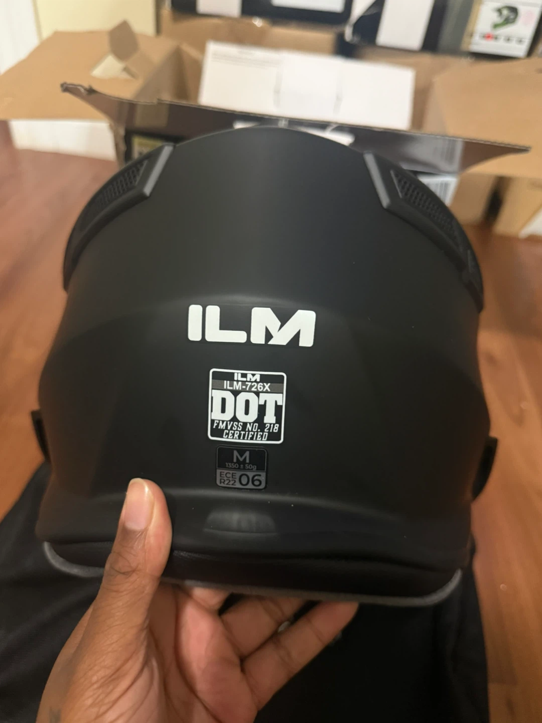ILM Matte Black Motorcycle Helmet - photo 4