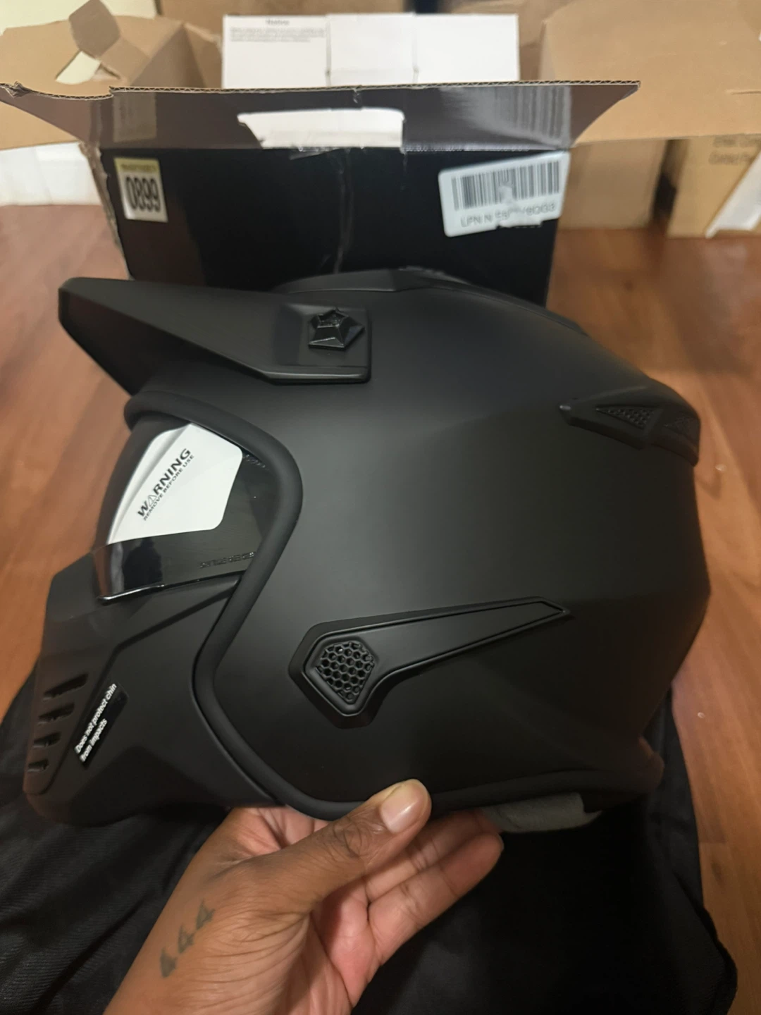 ILM Matte Black Motorcycle Helmet - photo 5