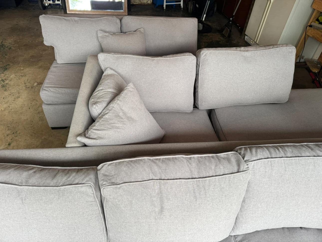 Light Gray Sectional Sofa with Pillows - photo 4