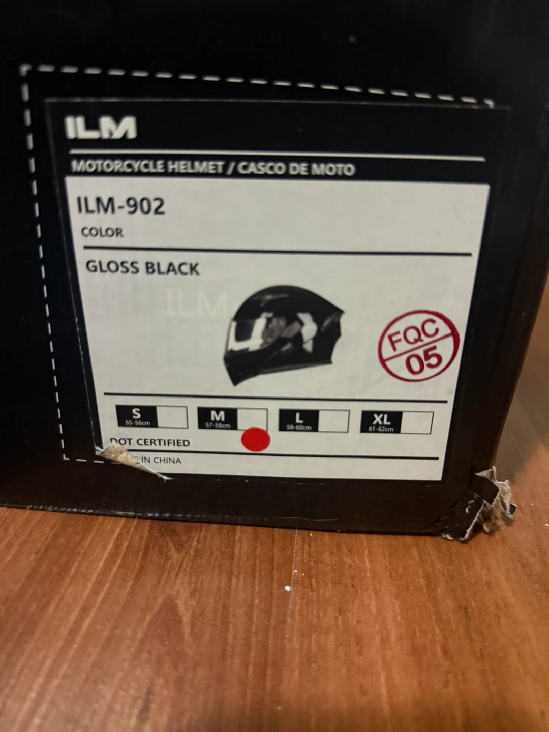 ILM Motorcycle Helmet Gloss Black Size Medium