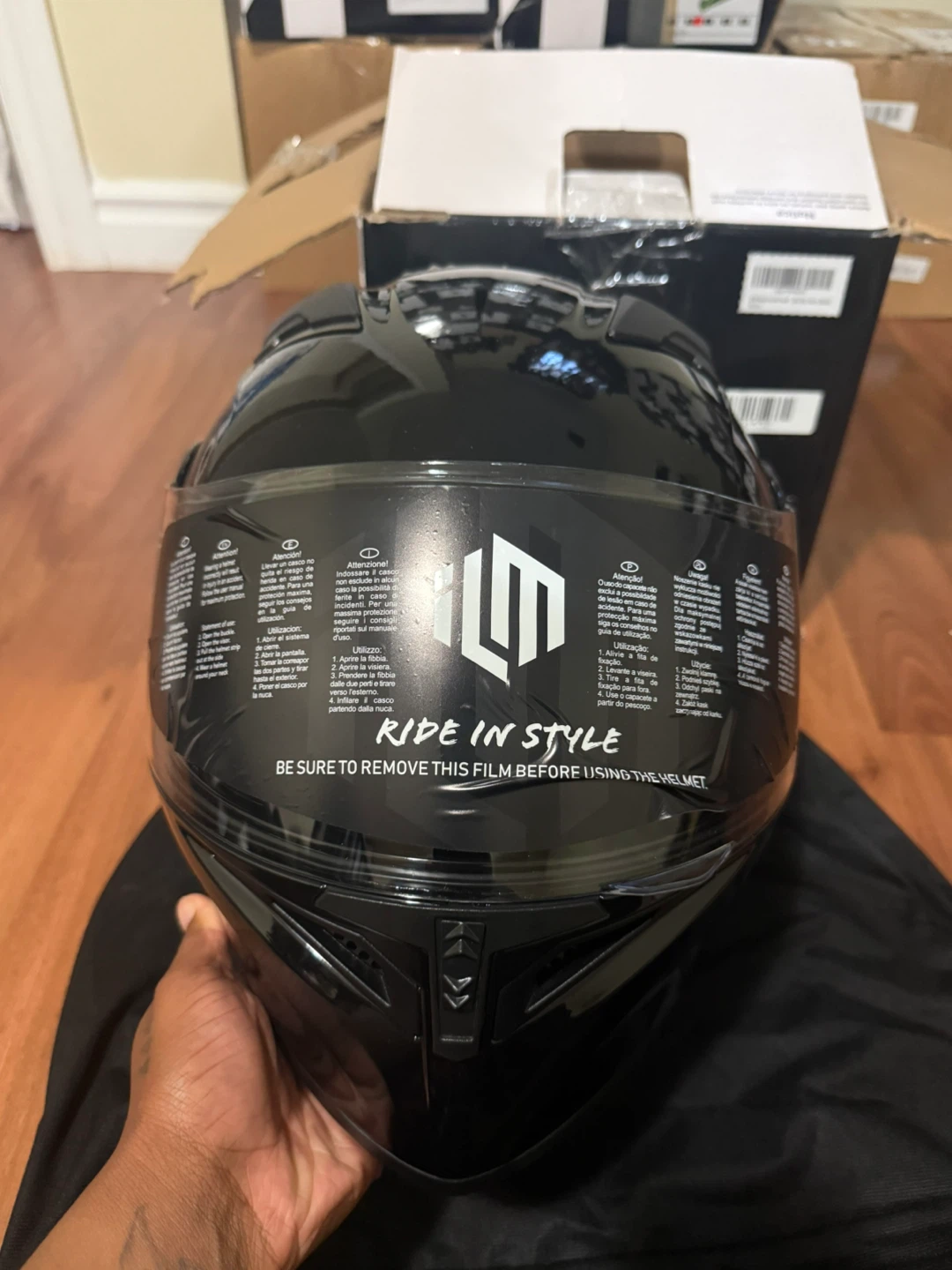 ILM Motorcycle Helmet Gloss Black Size Medium - photo 2