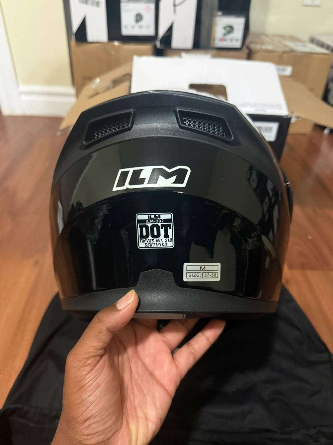 ILM Motorcycle Helmet Gloss Black Size Medium - photo 4