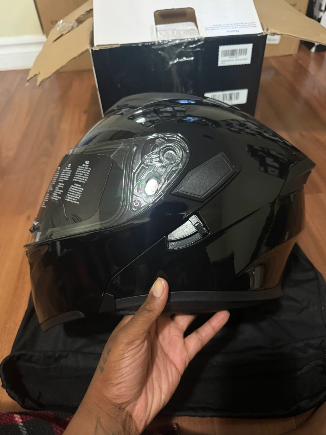 ILM Motorcycle Helmet Gloss Black Size Medium - photo 5