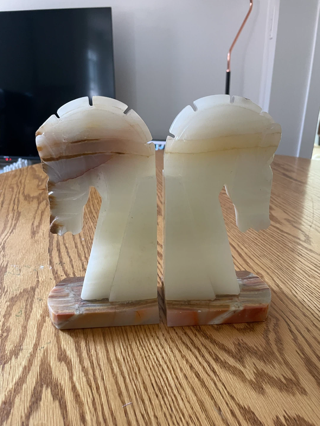 Set of 2 Onyx Horse Head Bookends