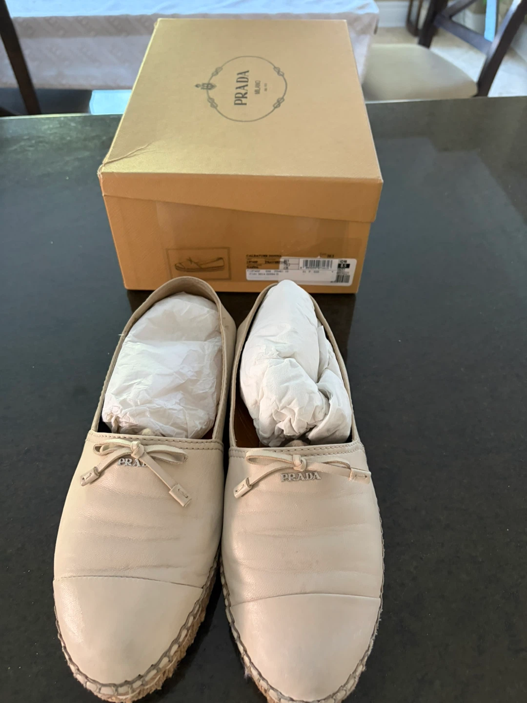 Prada Leather Espadrille Flats
