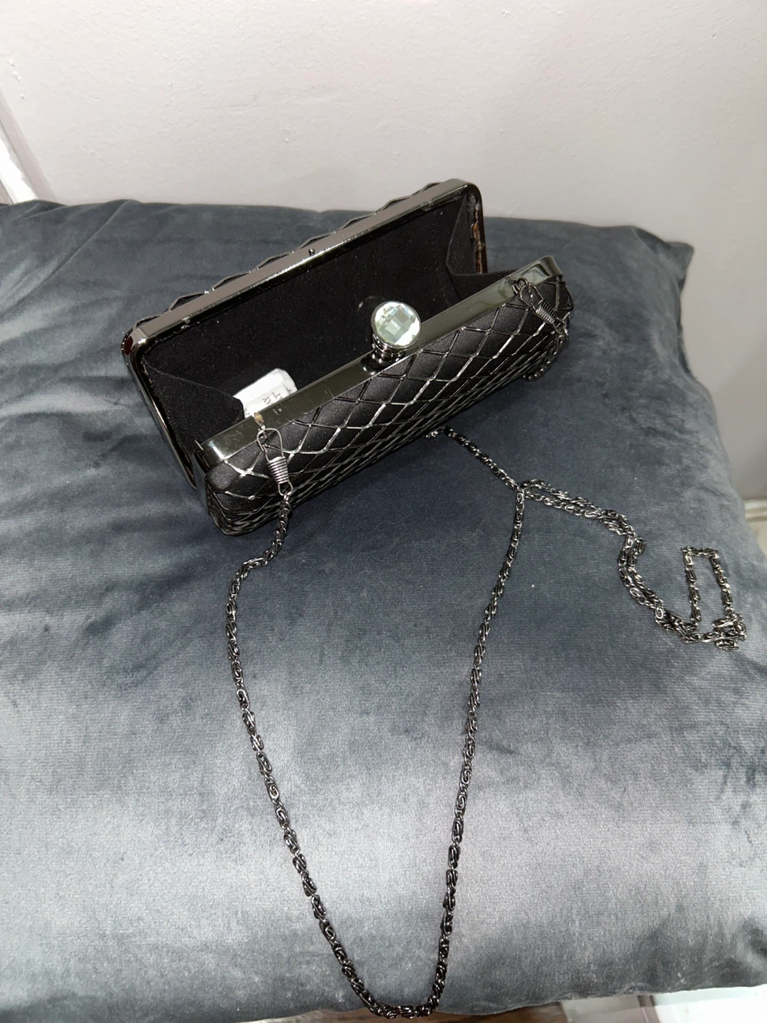 Black Quilted Clutch with Rhinestone Clasp - photo 2