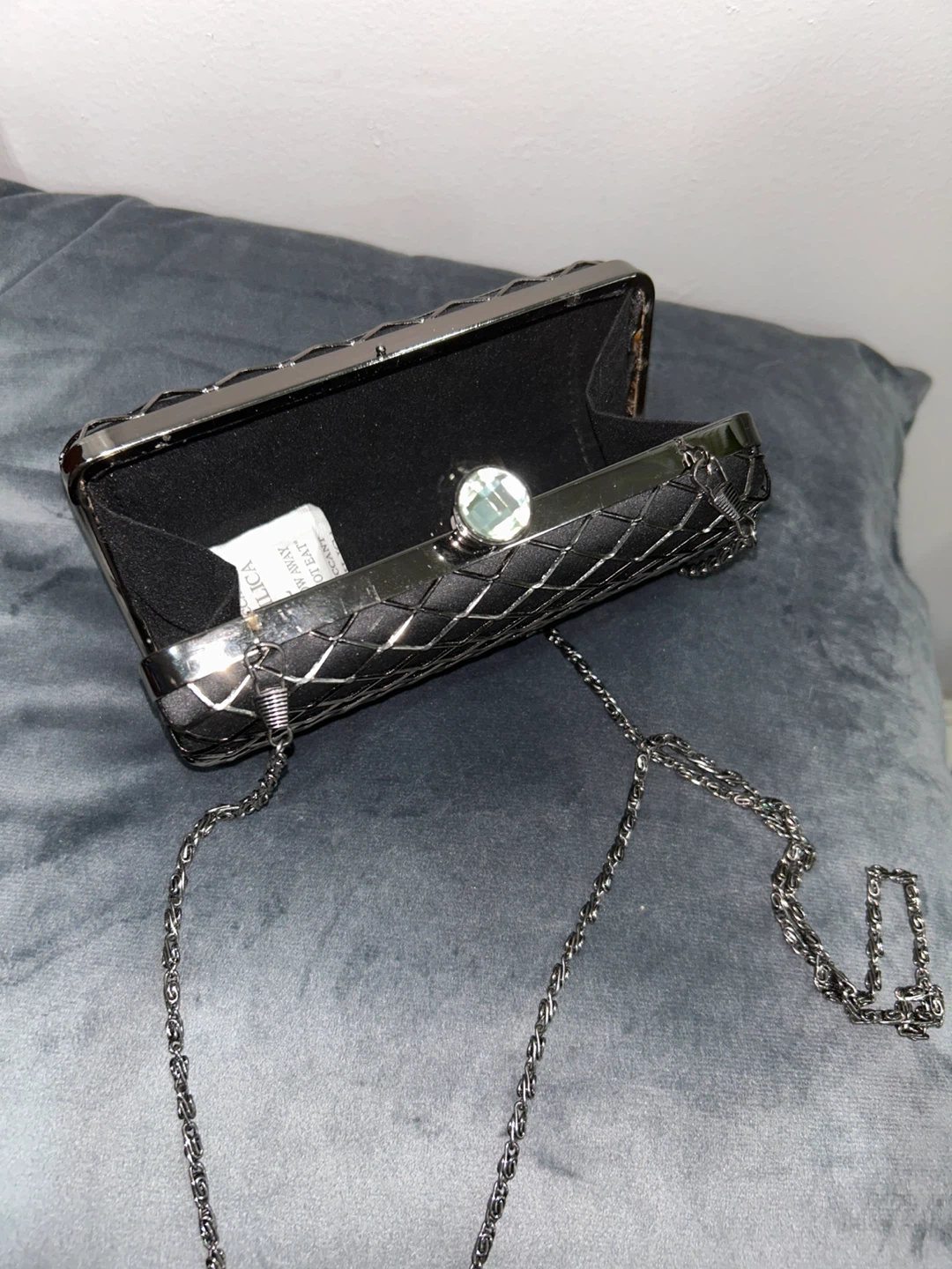 Black Quilted Clutch with Rhinestone Clasp - photo 3