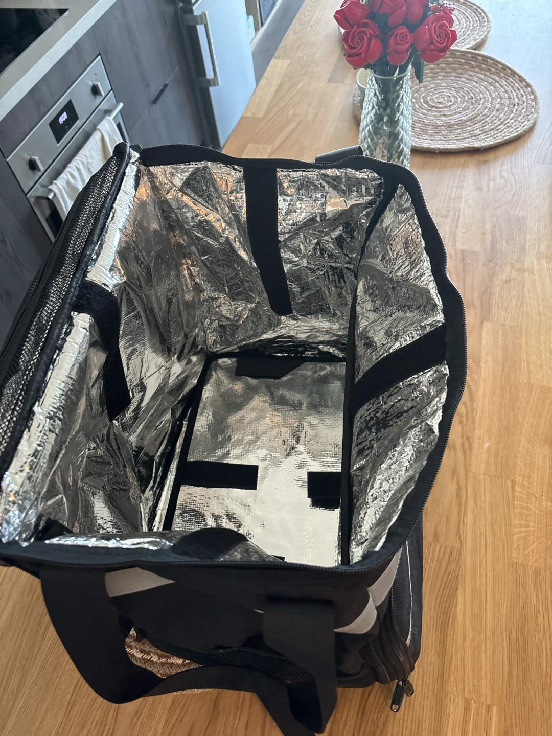 Black Insulated Delivery Bag with Reflective Strips - photo 2