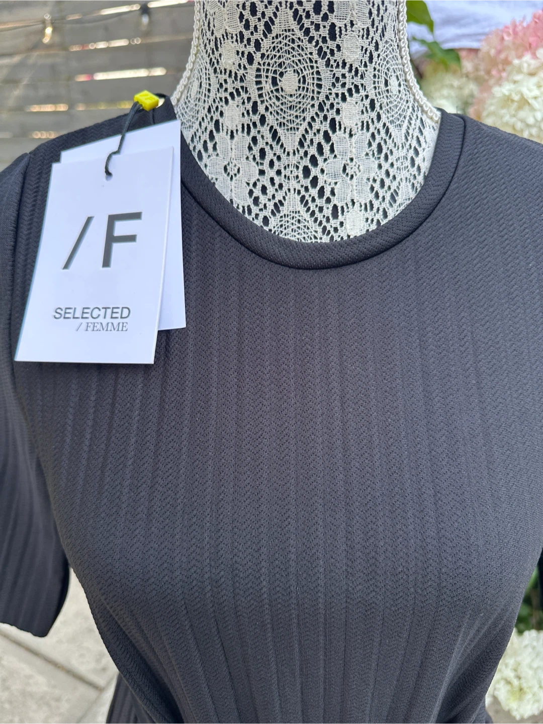 Selected Femme black ribbed maxi dress - photo 2
