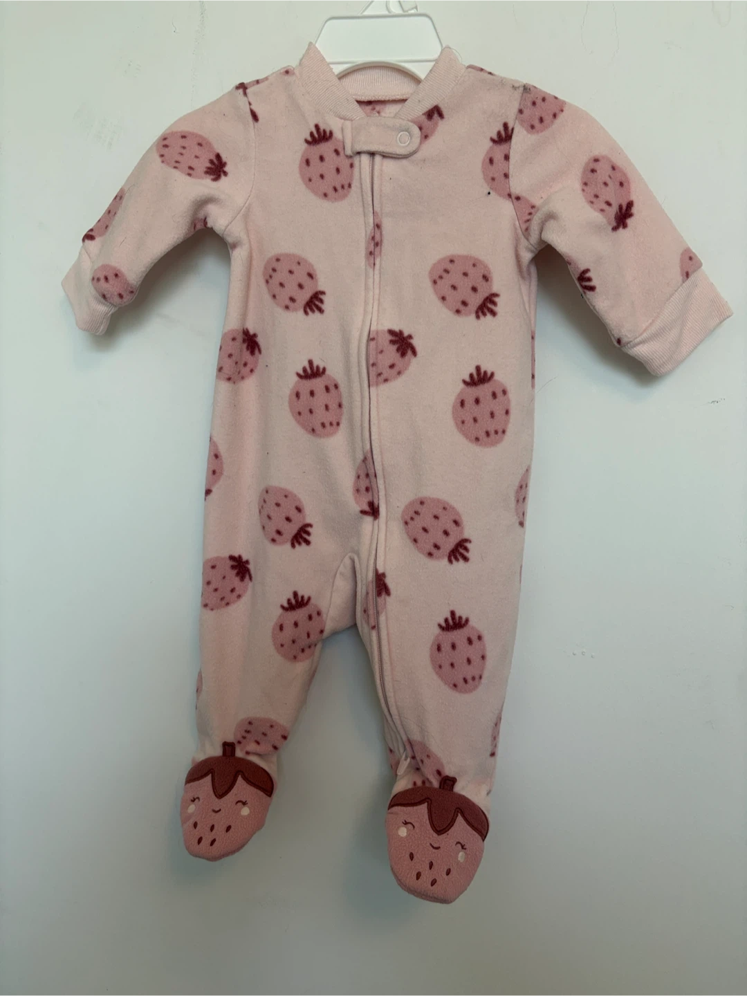 Baby Girl's Pink Strawberry Footed Pajamas