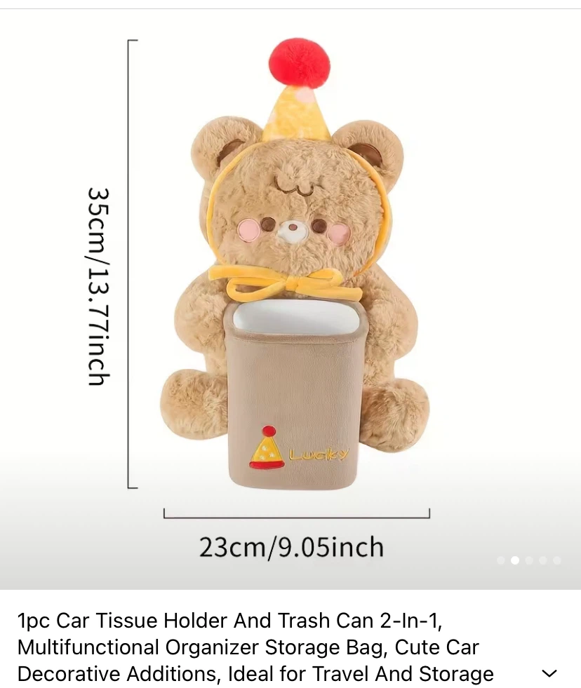 Cute Bear Car Tissue Holder and Trash Can - photo 2