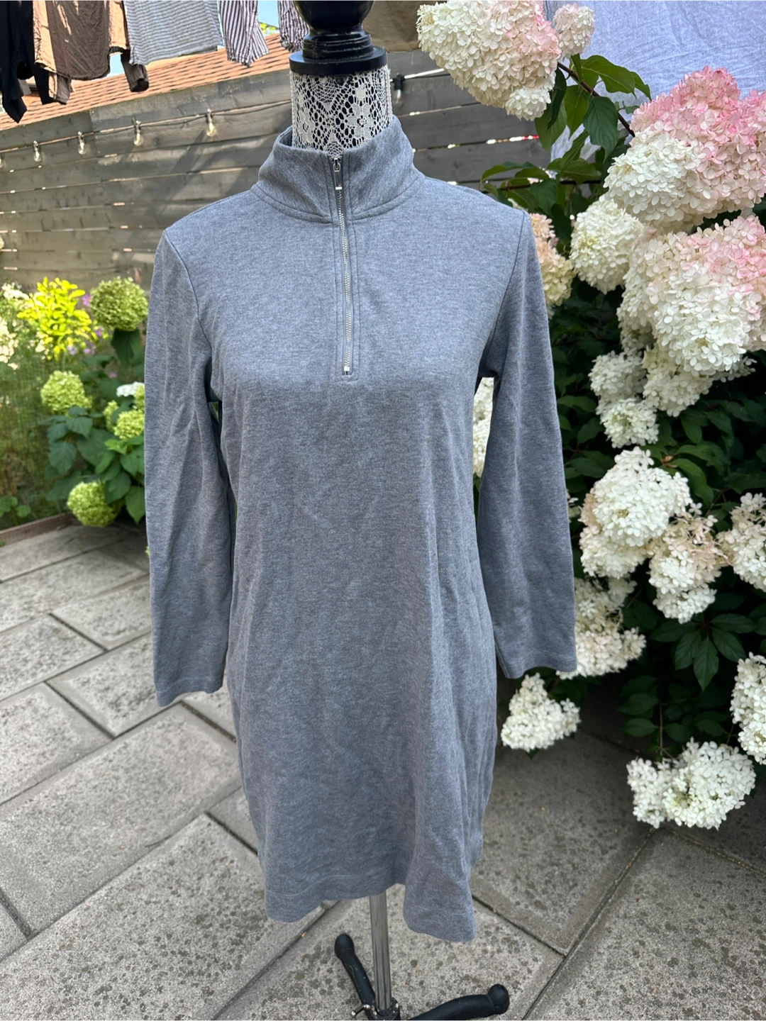Grey Half-Zip Dress