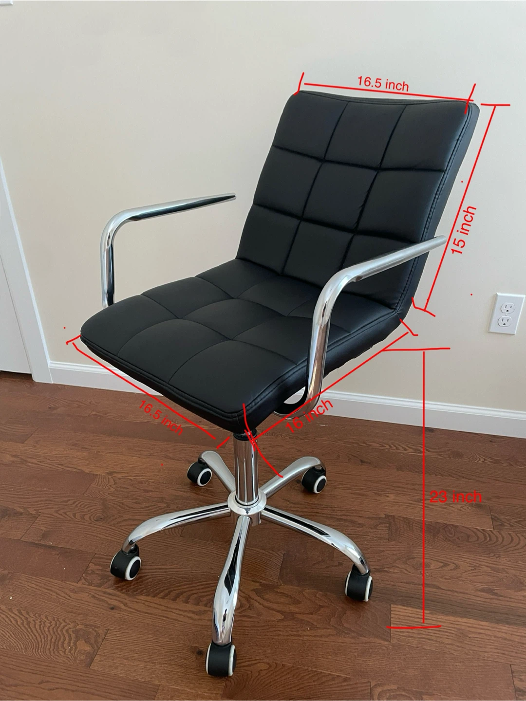 Black Faux Leather Office Chair - photo 3