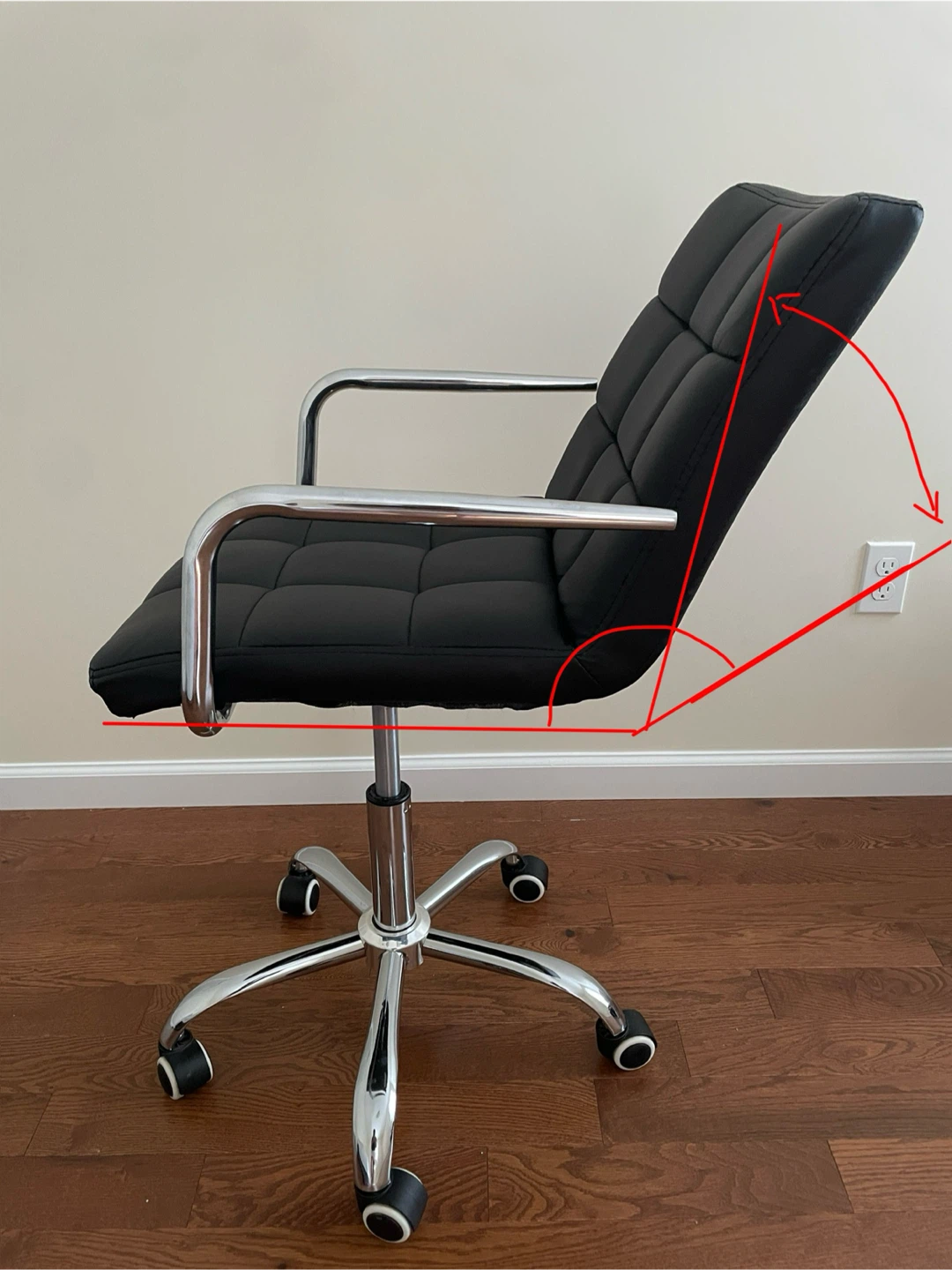 Black Faux Leather Office Chair - photo 4