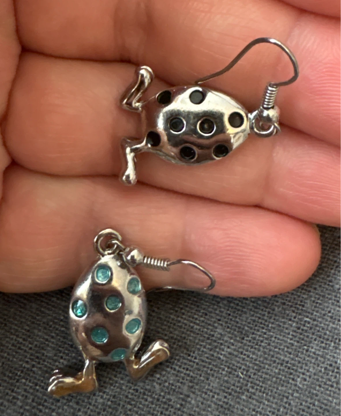 Metal Cute easter egg charms Earrings with Blue Stones - photo 2
