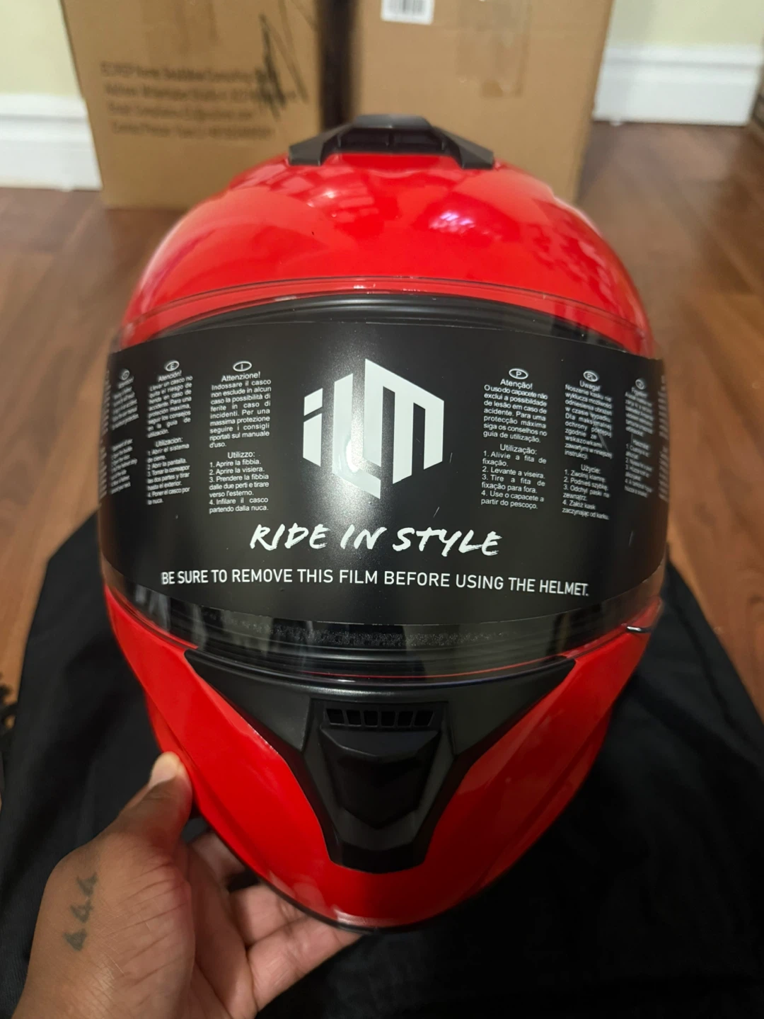 ILM Red Motorcycle Helmet Size Medium