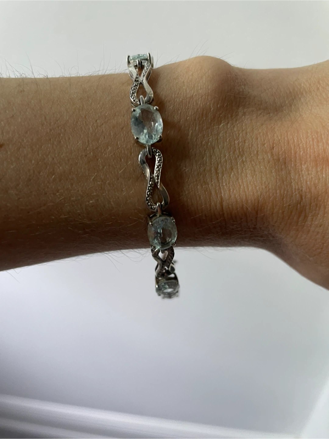 Silver Bracelet with Aquamarine Stones
